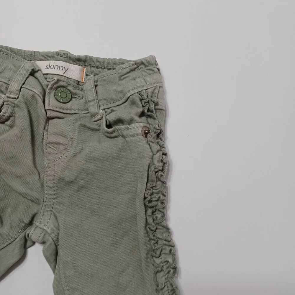 Gymboree Baby Toddler Girls 0-3M Skinny Leg Jeans Green Stretch Pockets Denim‎